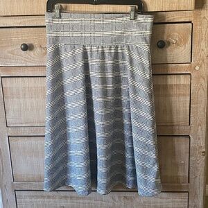 Blue and White Check Knee-Length Skirt, Size XL